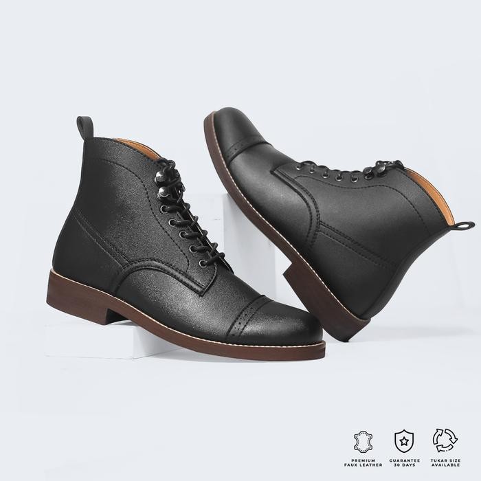 Pilihan- Sepatu Boots Hight Kerja Lapangan Kantor Pria S Hades Shoes Hitam Black -
