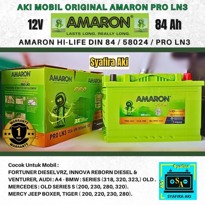 New Aki Mobil Fortuner Diesel Vrz, Innova Venturer 58024 / Din 84 Amaron Terlariss 