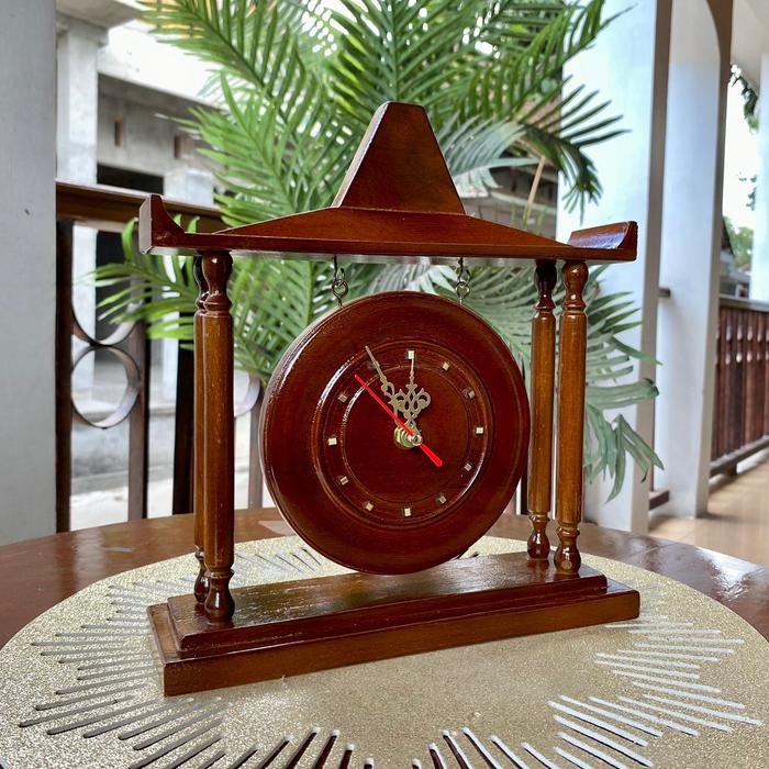 Jam Meja / Jam Ruangan / Jam Kantor / Jam Ruangan / Jam Joglo / Jam Duduk Unik Aestetik Asli Kayu