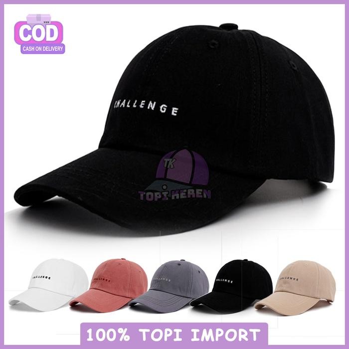 Ready Topi Baseball Pria Wanita Dewasa Distro Teks Challange Hitam Biru Pink Putih Outfit Gaya