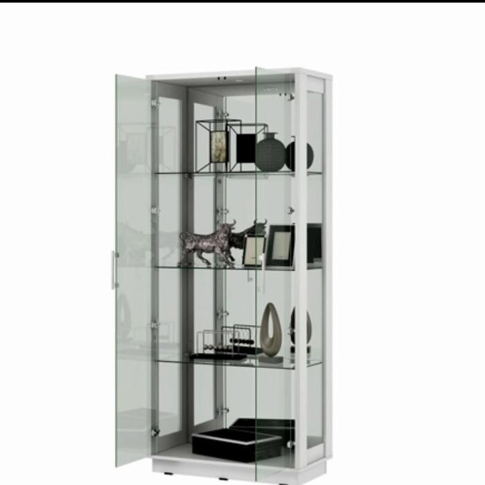 lemari hias showcase full kaca putih