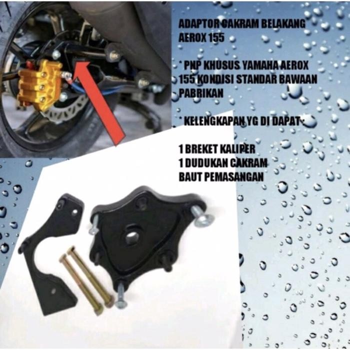 Paling Murah Adaptor Cakram Belakang Aerox 155 + Brecket Kaliper Aerox 155 Lexi Pnp Terlariss !!
