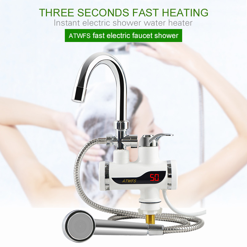 ATWFS Electric Instant Shower Water Heater Instant Hot Water Faucet Kitchen Electric Tap Water Heati