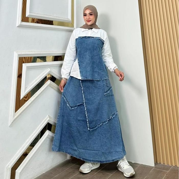 Aiko One Set Jeans Fashion Muslim Wanita Kekinian