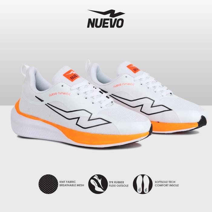 0k9y- Nuevo Runastic Putih/Oren Sepatu Pria Olahraga Lari Running Outdoor