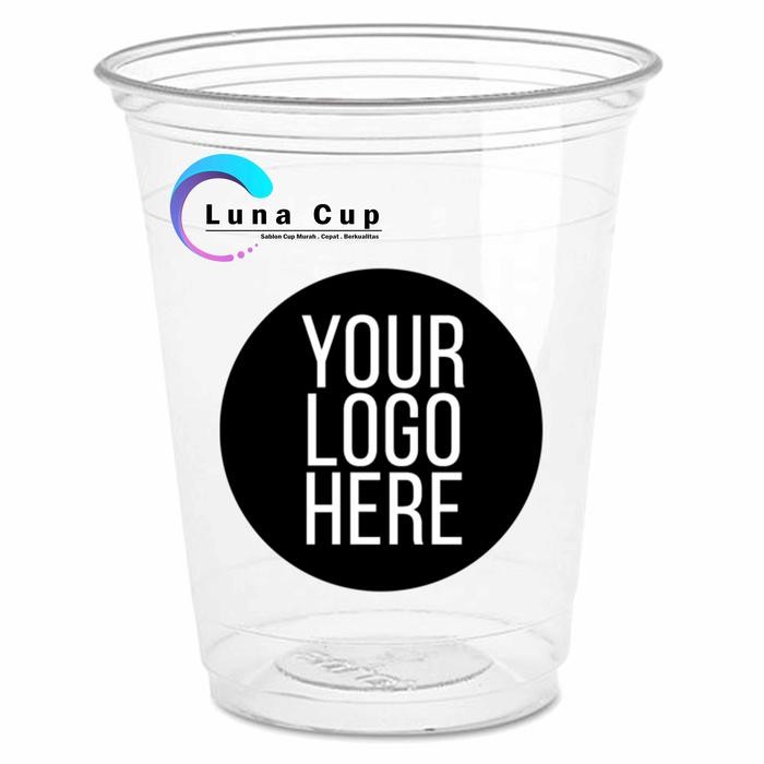 62eh- Luna Cup Jasa Sablon Cup Pp 14Oz 7Gram Food Grade Plastik Cetak 2 Sisi 1 Warna