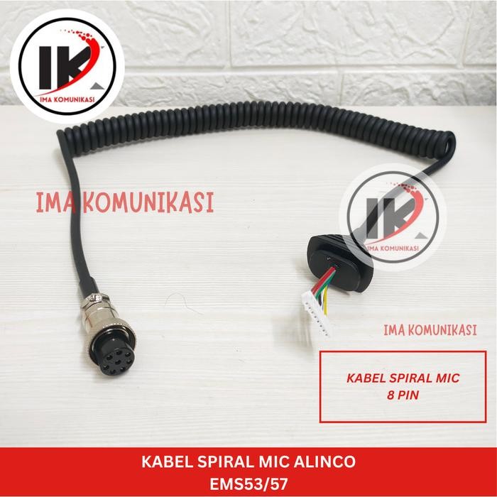 Ready Alinco Kabel Spiral Mic EMS53/57 untuk DR-135 DR-620 DR-635 Mudah Dipasang 8 Pin
