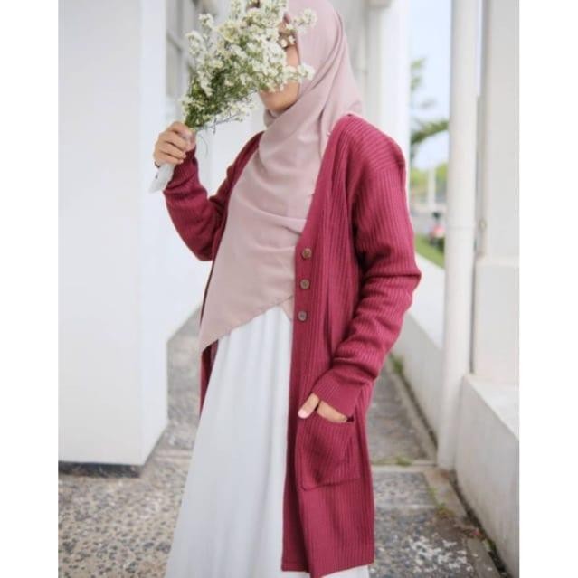 1fihz- Belle Cardy Kancing / Cardigan Rajut Wanita / Kardigan Panjang Polos