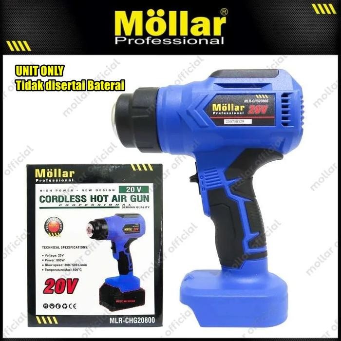 Hot Gun Cordless Mesin Pemanas Heat Gun Baterai Mollar Chg20800 Unit Only
