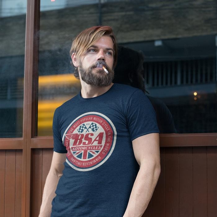 Kaos Vintage Retro Bsa British Most Popular Motorcycle