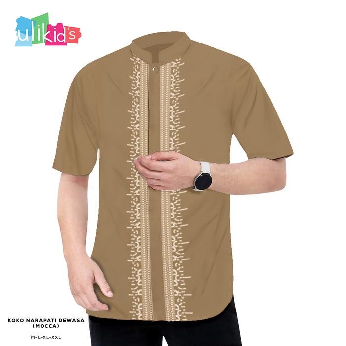 d1yv- Ulikids Baju Koko Muslim Pria Dewasa Lengan Pendek Bordir Exclusive Motif Tenun Bahan