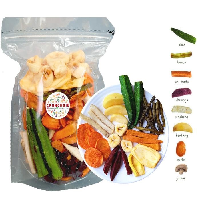 ORIGINAL Keripik Sayur Lengkap Mix Toples Cemilan Sayur Kering Keripik Okra Keripik Kentang Snack