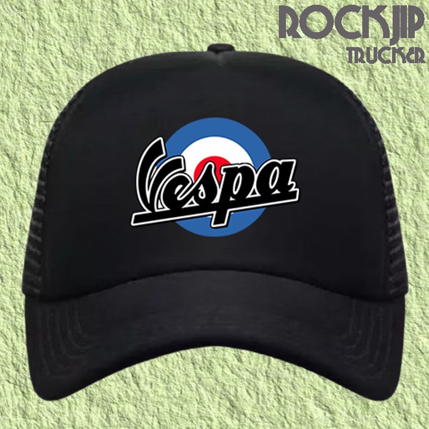 Jual Custom Topi Distro Trucker Jaring Snapback Vespa Logo