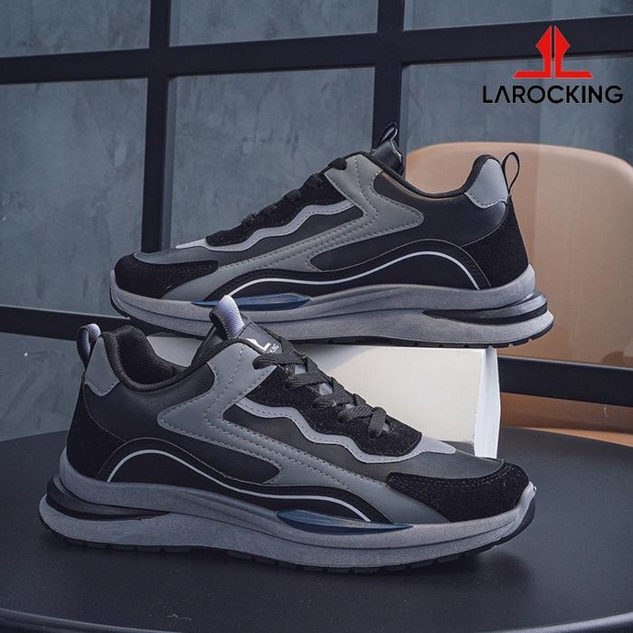 Larocking - Klaros Hitam Abu Sepatu Sneakers Casual Gym