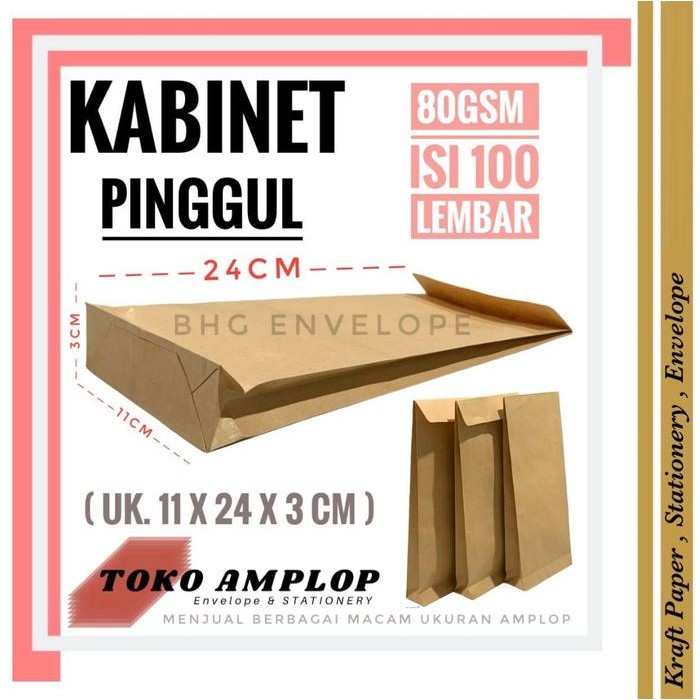 ztdl- Amplop Coklat Kabinet Pinggul 11X24Cm Isi 100Lbr