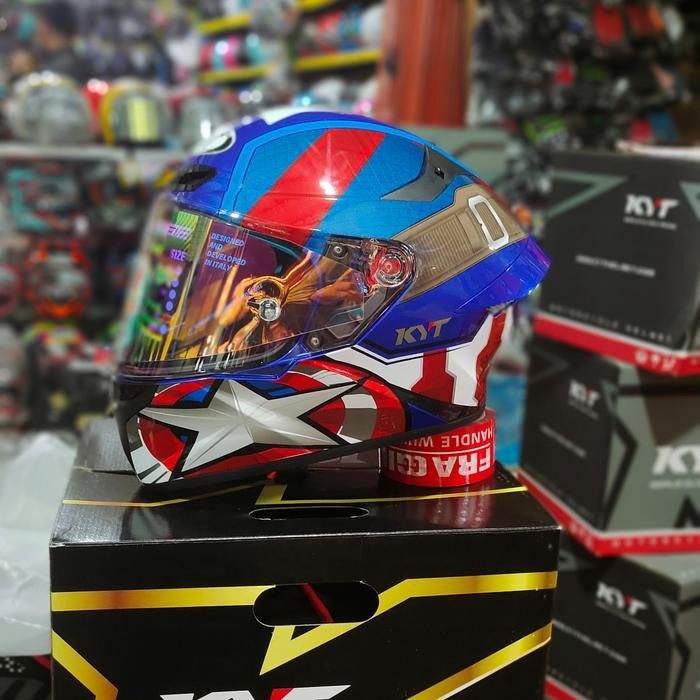 DISKON HELM KYT TT COURSE MARVEL CAPTAIN RICA SLOT INTERKOM READY STOCK