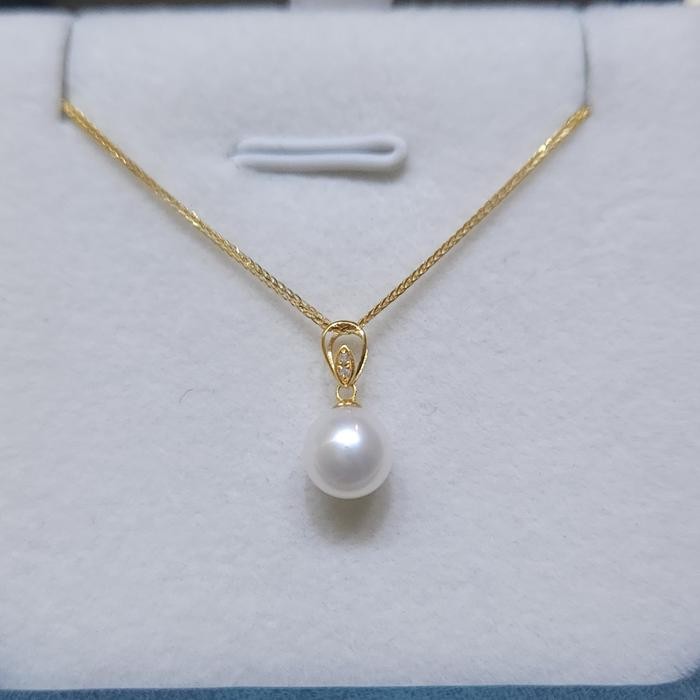 Liontin Mutiara Air Tawar Asli Rangka Emas 18K Gold