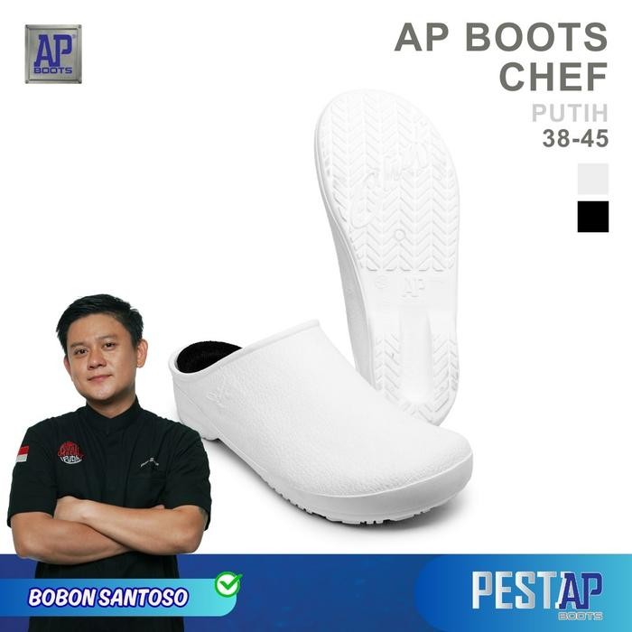 rwci- Ap Boots Ap Chef Putih - Sepatu Slip On Dapur Flat Shoes