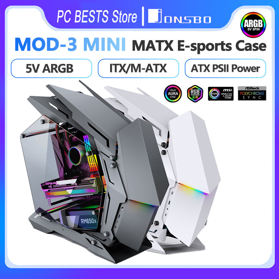 Jonsbo Mod3 Mini E-Sports Case Matx/Itx Computer Game Chassis 5V Argb Lamp Effect Atx Psii Power