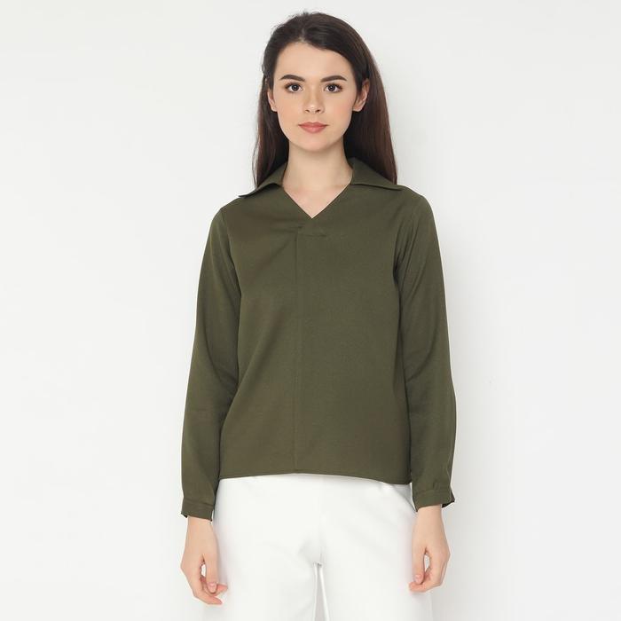 duapola Atasan Blus Vneck Blouse 8830 - Hijau Army - M