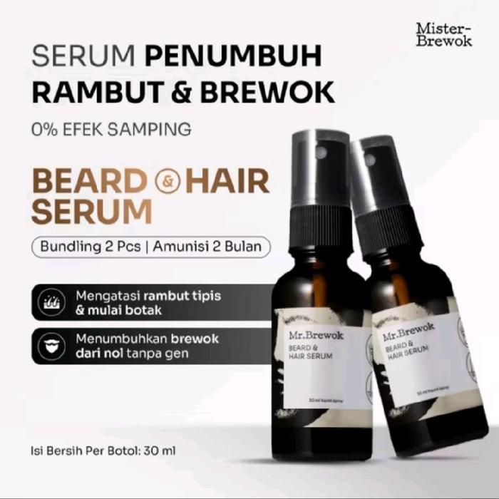 Promo Bundling 2 Pcs Misterbrewok Beard On Hair Serum With Redensyl Biotin + Lclt Terlaris