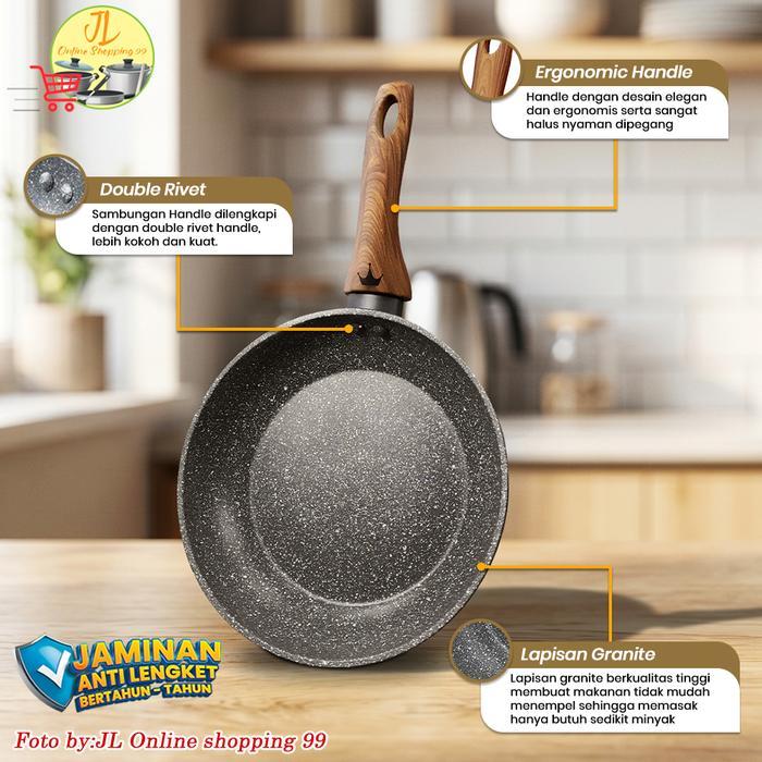 BOLD PANCI FRY PAN GRANITE ANTI LENGKET 18/20/22/24CM SILVER STONE PRINCESS SERIES INDUCTION BOTTOM