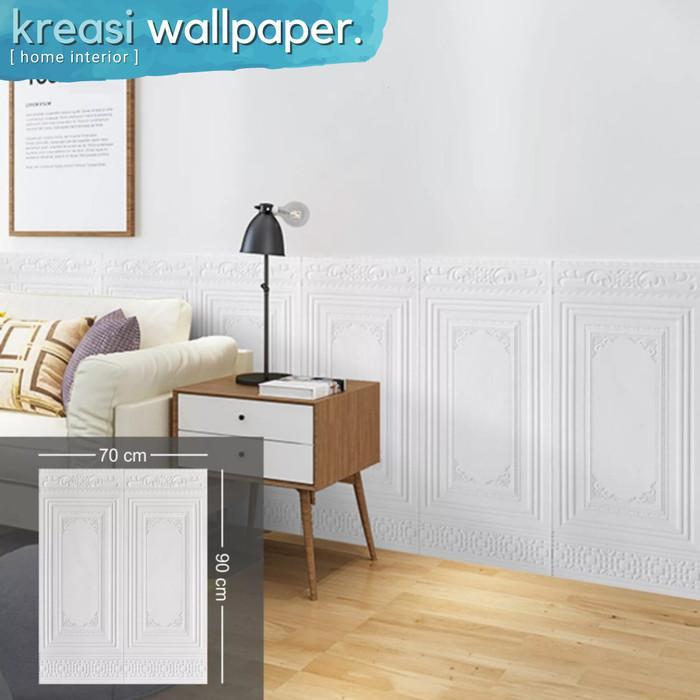 NEW Wallpaper Dinding Sticker 3D Motif Kayu Jati Jendela Foam 5MM Lantai