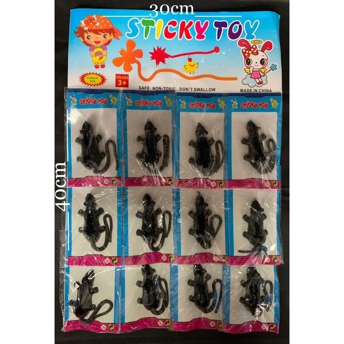 sticky tikus prank sticky jelli hitam / mainan animal karet figure / mainan prank