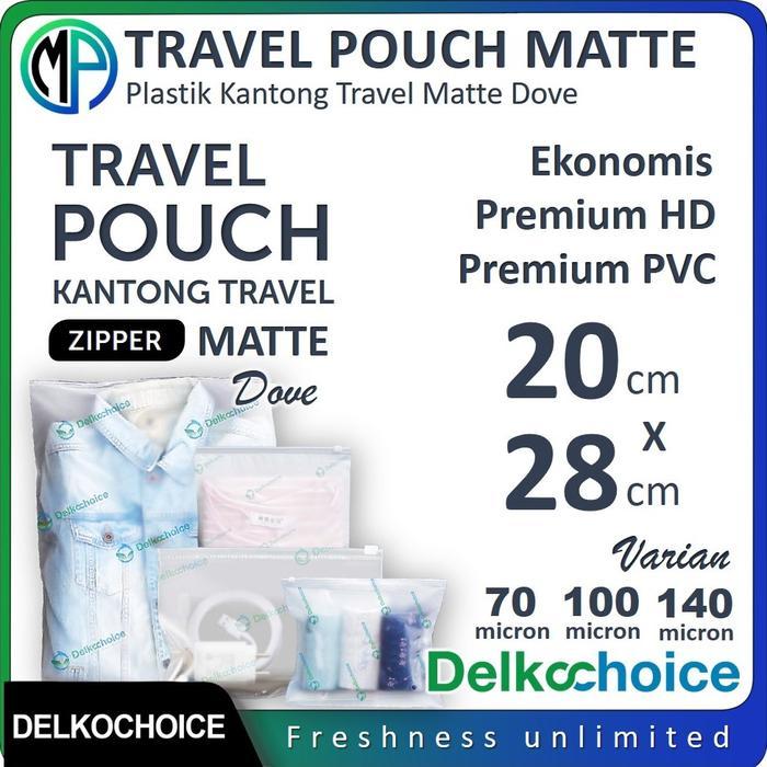 Plastik Travel Pouch 20cm x 28cm Doff Zipper Bag Polos Murah Ekonomis