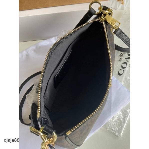 Promo Tas Wanita Coch Top Handle Pouch In Signature Canvas Dark Brown Original