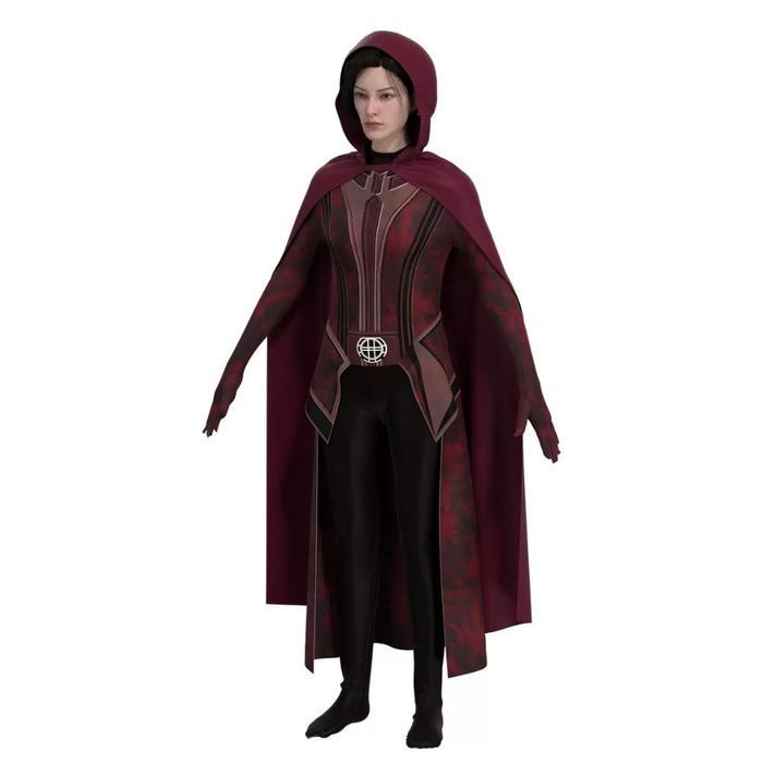 [READY] SCARLET COSPLAY WITCH MAXIMOFF WANDA VISION COSPLAY COSTUME HEAD CLOAK AND PANTS FULL SET