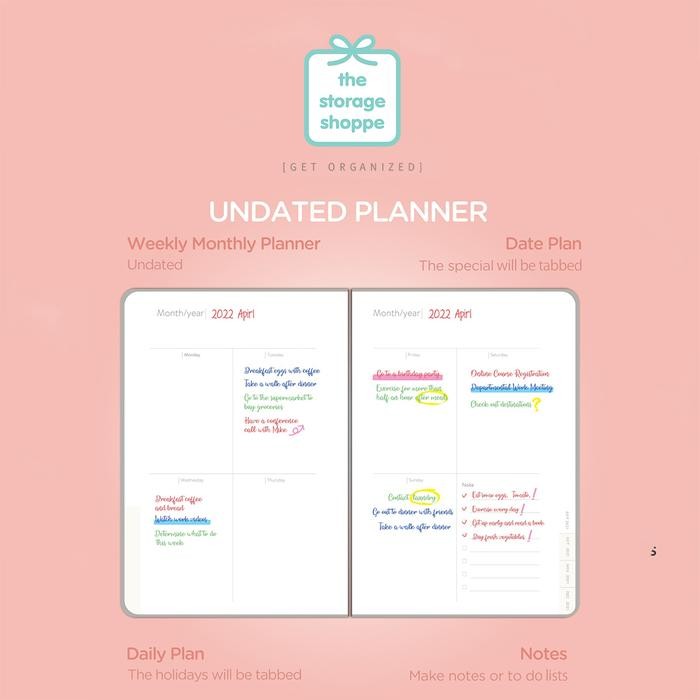 

Undated Planner / Agenda / Diary / Personal Journal