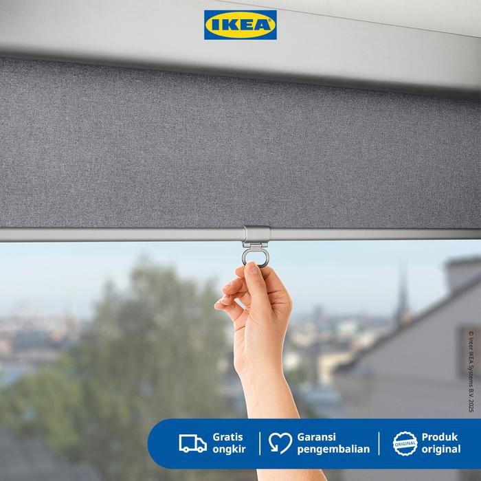 DISKON IKEA TRETUR Tirai Gulung Anti Tembus Cahaya, Abu-abu Muda 140x195cm. Kain READY STOCK