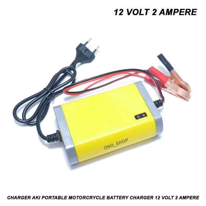 Charger Aki Portable Motorcrycle Battery Charger 12 Volt 2 Ampere