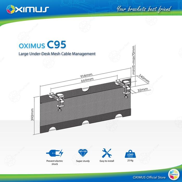 

Underdesk Cable Management Tray Large Storage Capacity Oximus C95