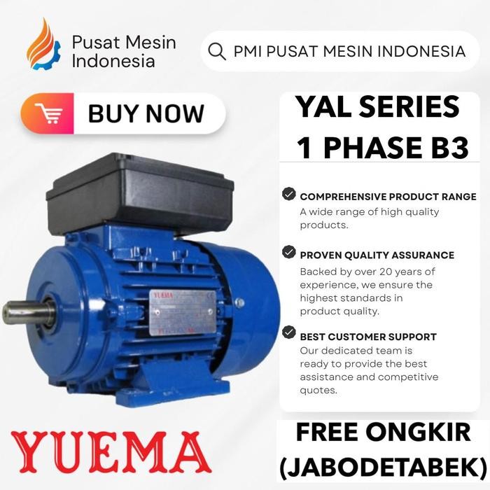 

DINAMO ELEKTRO MOTOR YUEMA YAL 4P 0,18KW 0,25HP 1 PHASE SINGLE PHASE 220/240V B3/ DINAMO ELECTRIC