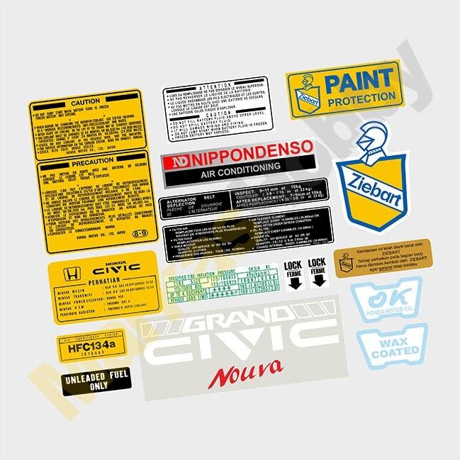 Sticker Honda Grand Civic Lx Nouva Sedan Jdm Warning Set