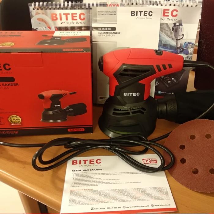 Terlaris Bitec Es R524-Th Mesin Amplas Bulat Orbital Sander Variabel Speed Terlariss 