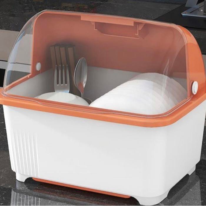 Rak piring plastik penutup / Rak pengering piring gelas alat makan