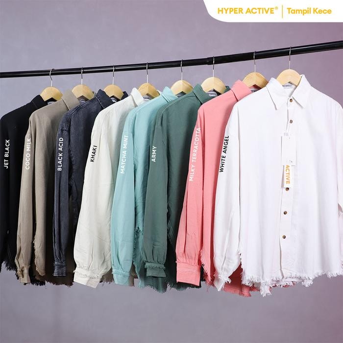 Pilihan- Jiniso - Kemeja Denim Raw Oversize Unisex Hyper Active