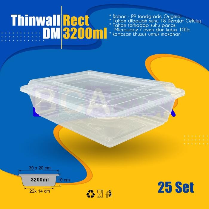

THINWALL DM 3200 ML RECT - 3200ML RECT - KOTAK MAKAN ISI 25 Pcs