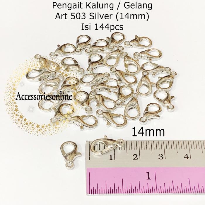 

New Pengait kalung/Gelang Kokot udang 14 mm (art 503 nikel) - 144 pcs