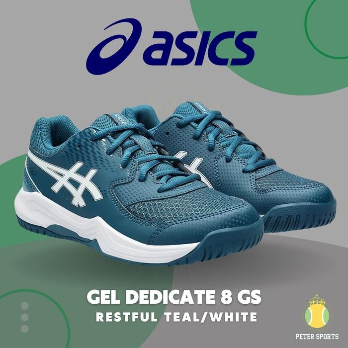 Terbaik Asics Kids Gel Dedicate 8 Gs Restful Teal/White - Sepatu Tenis Anak 100% Ori