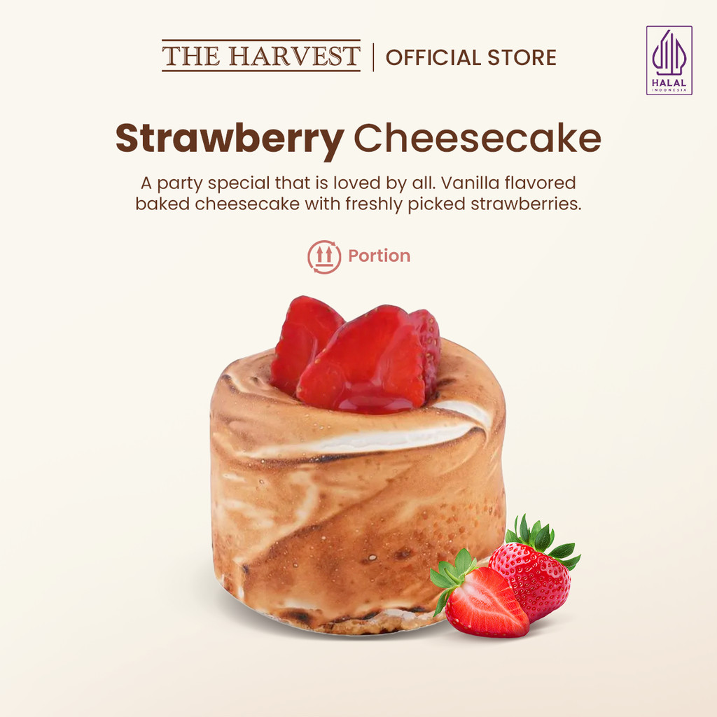 The Harvest Strawberry Cheesecake Portion | Dessert Cake Rasa Strawberry Cheese
