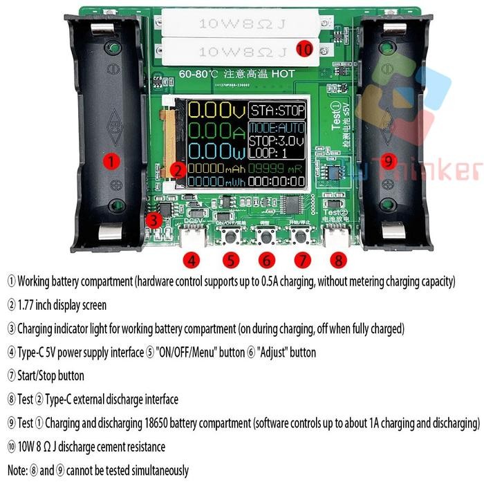 Battery Capacity Tester Penguji Test Kapasitas Baterai Li-Ion 18650