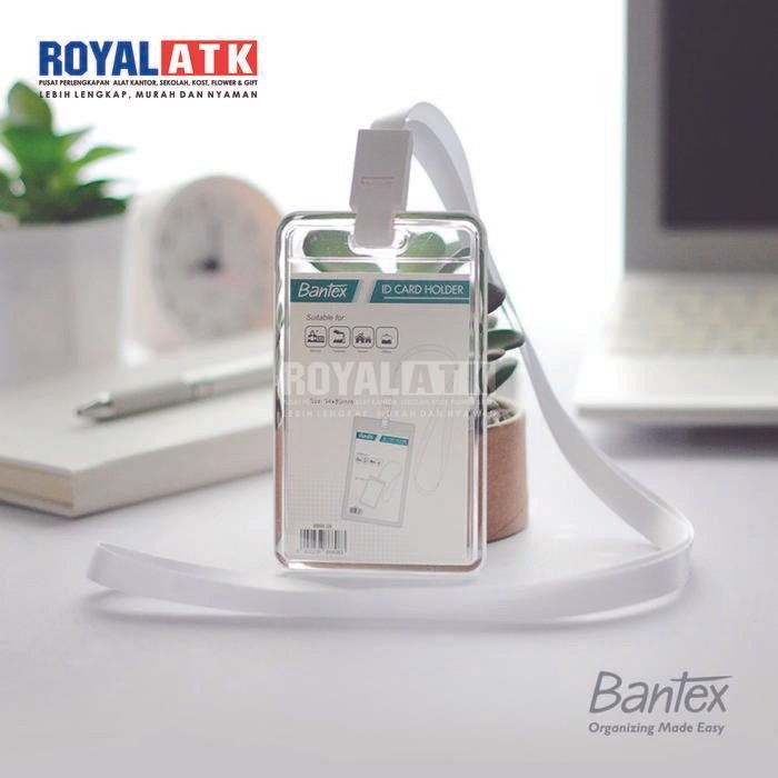 

New Bantex ID Card Transparan Tali Lanyard Portrait Name tag Holder #8868