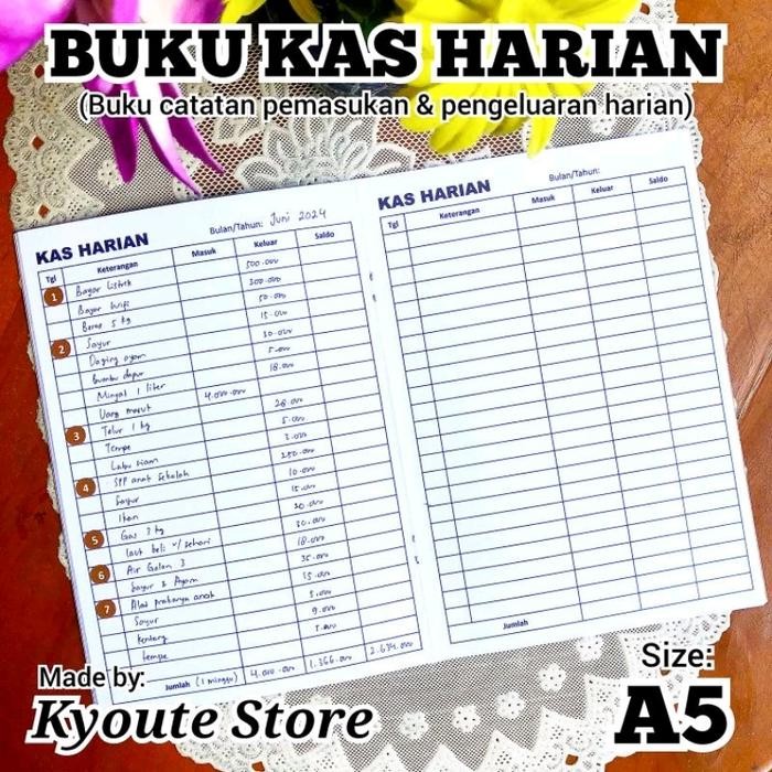 

Buku Kas Harian Catatan Pemasukan Pengeluaran A5 Kyoute Daily Financial Income Expenses Tracker Book