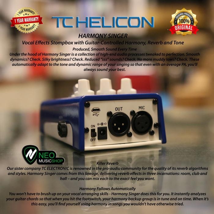 Tc Helicon Harmony Singer 2 Vocal Effects Stompbox With Guitar-Control Pasti Ori