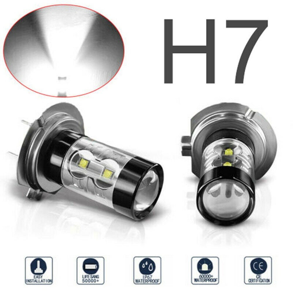 2 Pcs H7 High Power LED Lamp Headlight Fog Light DRL Bulbs White Light LED Front Fog Light High Powe
