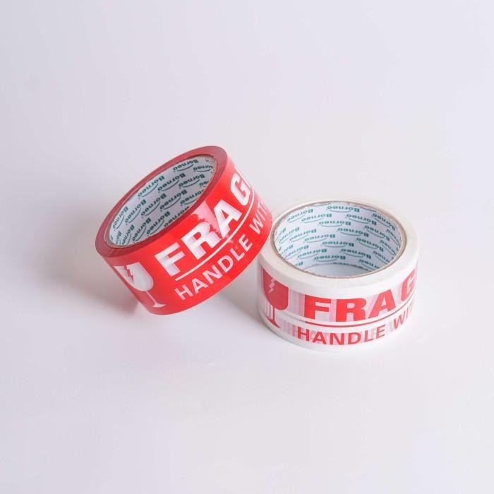 BORNEO OPP LAKBAN FRAGILE JANGAN DIBANTING 48 MM X 60 YARD - MERAH